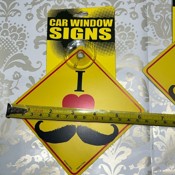 New Set of 2 “I Heart Mustache” Car Window Signs - Picture 4 of 4